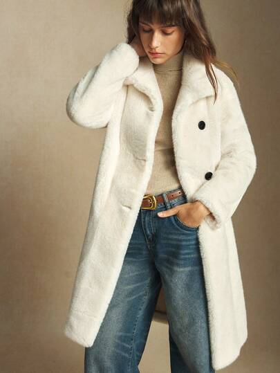 BizChic 2025秋冬新款女装立领仿貂皮不对称单排扣口袋仿皮草外套，复古时尚都市通勤日常浪漫休闲90年代圣诞节新年感恩节派对海滩毕业典礼时尚潮流，适合婚礼宾客、派对、音乐会、早午餐、机场等多种场合。