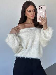 Firerie Áo len cashmere dáng rộng cổ trễ màu mơ, tay dài, mùa thu, dành cho giáo viên, sân bay, đa năng, phong cách quý tộc cổ điển dành cho phụ nữ, mùa thu dành cho phụ nữ, công sở dành cho phụ nữ, kín đáo, ấm áp mùa thu - Màu be - Xem 2