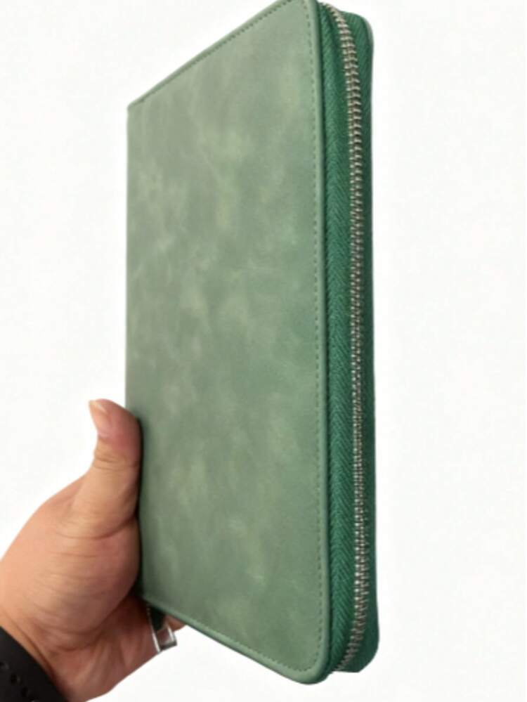 SHEIN Caderno com Zíper Comercial Bloco de Anotações Solto A5, Suprimentos Escolares, Bloco de Notas de Escritório, Livro de Registro de Reuniões Multifuncional de Couro Sintético com Slots para Cartões e Suporte para Telefone - Folha solta A5 - Visão 10