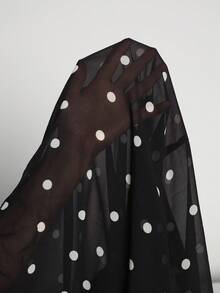 Cévolie Women's Polka Dot Print Overlap V-Neck Puff Sleeve Elegant Dress Fall Cloth For Women - Black and White - View 8