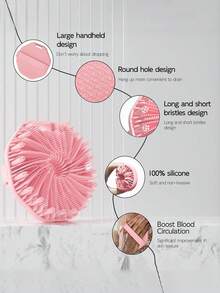 1PC Silicone Body Scrubber Brush, Upgraded Super Exfoliating Shower Brush With Non-Slip Hand Strap, Silicone Body Buffer For Shower - Multicolor - View 8