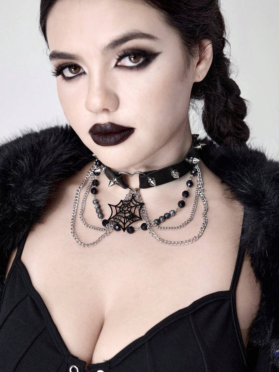 ROMWE Goth Women Pendant Necklaces - Black - View 1