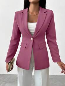 EURMUSE Women's Solid Color Waist Cinched Blazer, Suitable For Work - Rusty Rose - View 3