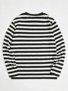 SWAVVY Men Round Neck Color Block Striped Long Sleeve Tee, Fashion, Boyfriend Gift, For Going Out, Summer, For Fall, Couple Things