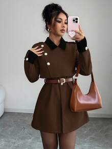 Elenzga Elegant Luxury Fashion Thick Coat For Women - Brown - View 4