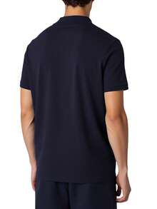 Classic Men's Polo Shirt White - Navy Blue - View 2