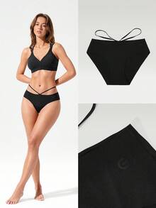 GLOWMODE 2 件装超轻性感隐形弹力透气低腰系带比基尼剪裁内衣瑜伽工作室普拉提健身房锻炼日常休闲