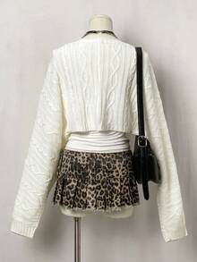 EgrlEra Jeanoir 纯色长袖简约短款开衫，休闲日常穿着，长袖上衣 - 杏色 - 查看 2