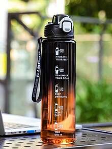 SHEIN زجاجة مياه شفافة ملونة مع مقياس للرياضة والأنشطة الخارجية والترفيه، مناسبة للياقة البدنية والأنشطة الخارجية