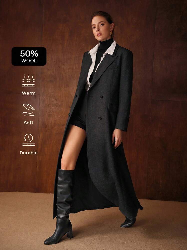 WOMEN'S THICK TWEED WOOL BLEND OVERCOAT, AUTUMN/WINTER