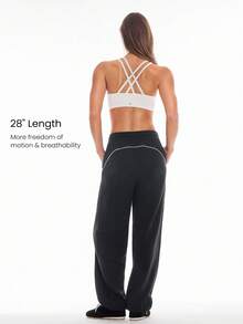 GLOWMODE 日常羊毛舒适保暖撞色拼接可调节抽绳腰侧口袋裤日常休闲秋冬 - 黑色 - 查看 2