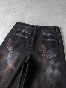 Manfinity Denimwave Men's Vintage Distressed Wide Leg Jeans - Black - View 6