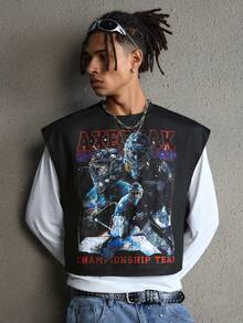 AXEPEAK Camiseta de tirantes con gráficos de hockey americano y ajuste holgado para hombre - Negro - Ver 5
