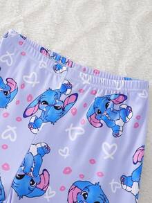 Genkimix Kids Girls Cute Cloud & Print Pink Crew Neck Long Sleeve Top And Leggings 2 Pieces Knit Stretchy Soft Fitted Loungewear Set - Multicolor - View 7