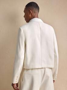 AKNOTIC 男士纯色通勤西装套装，圣诞派对宴会商务休闲西装外套和裤子两件套，男友礼物节日服装，婚礼 - 米色 - 查看 4