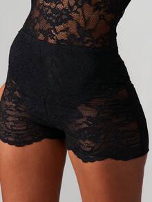 MISSGUIDED 适合夏夜和节日场合的露背蕾丝连体衣 - 黑色 - 查看 7