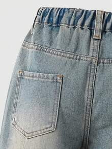 Quần jeans ống rộng Streetcool Tween Girl Tween Girl, Quần denim rộng rãi thường ngày - Rửa nhẹ - Xem 7