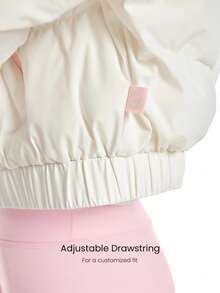 GLOWMODE 时尚温暖寒冷粉碎闪亮哑光饰面防风领口袖口拉链口袋短款羽绒夹克秋冬户外滑雪日常休闲装 - 白色 - 查看 6