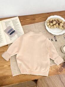 LMoss Kids Cardigan Rajut Lengan Panjang Motif Bunga untuk Bayi Perempuan, Pakaian Musim Gugur dan Musim Dingin untuk Anak Perempuan - Aprikot - View 3