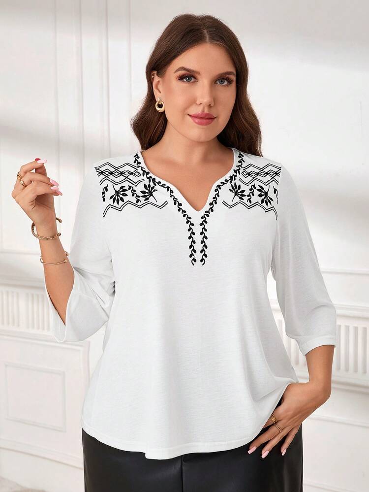 T-shirt manches longues simple et décontracté pour grandes tailles, porter au quotidien , printemps/été