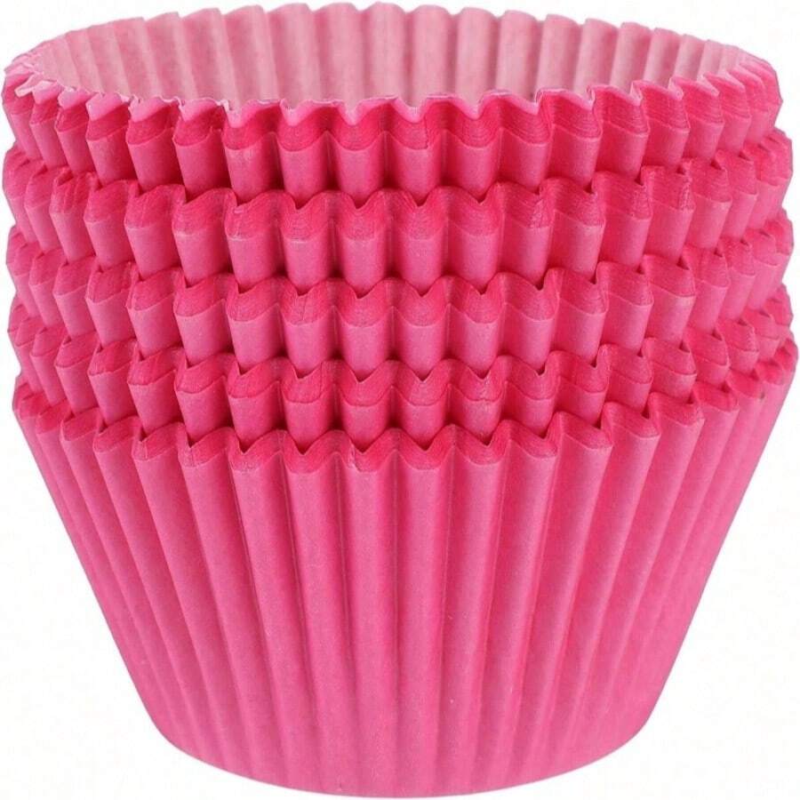 Pink Baking Cups, 100/200/500 Pieces Paper Cupcake Liners Wrappers Nonstick Muffin Molds Baking Cup Holders For Party, Wedding, Birthday, Christmas - Pink - View 1