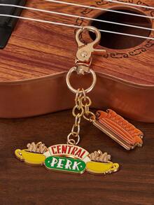 FRIENDS X SHEIN 时尚金色经典锌合金钥匙扣包包挂件吊坠礼物男女通用 - 彩色 - 查看 7