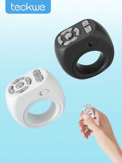 Teckwe Nuevo anillo inalámbrico con función de desplazamiento, control remoto inalámbrico para pasar páginas, hacer clic en fotos, ver videos cortos, escuchar música, puede satisfacer todas tus necesidades, compatible con iOS y Android