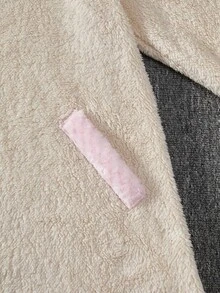 Tween 女童粉色耳朵宽松领蝴蝶结黑色可爱冬季夹克 - 杏色 - 查看 5