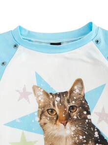 Y2Kool Maria Clara Maia Maglietta a maniche raglan con grommet a forma di gatto, stile di strada Y2K, top cool per autunno/inverno, top con grafica di gatti, collezione di abbigliamento alla moda per donna, nuovi outfit per Capodanno, magliette grafiche da donna con gatti, top a maniche raglan da donna, top a maniche lunghe con grafica di gatti, top casual gyaru