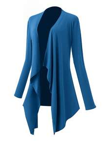 EMERY ROSE Women's Casual Solid Color Asymmetric Hem Jacket, Autumn