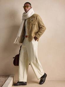 AKNOTIC Men's Fashionable Commuter Wide Leg Pants, Autumn/Winter - Apricot - View 6