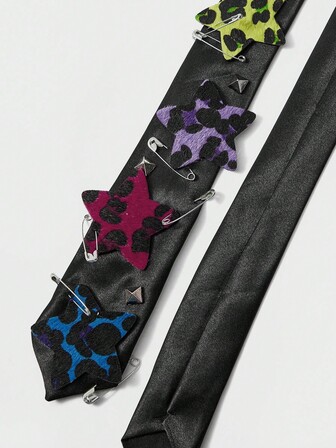 Grunge Punk Punk Y2K Style Vintage Leopard Print & Star Brooch Pins, Unique Design Accessory Suitable For Music Festivals