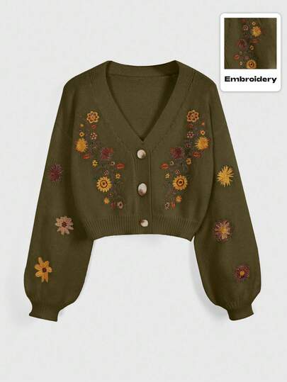 Hippie Women's Cottagecore Bohemian Embroidered Cardigan