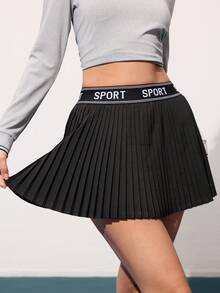 CourtClass 女式简约印花休闲百搭瑜伽运动裙 - 黑色 - 查看 4