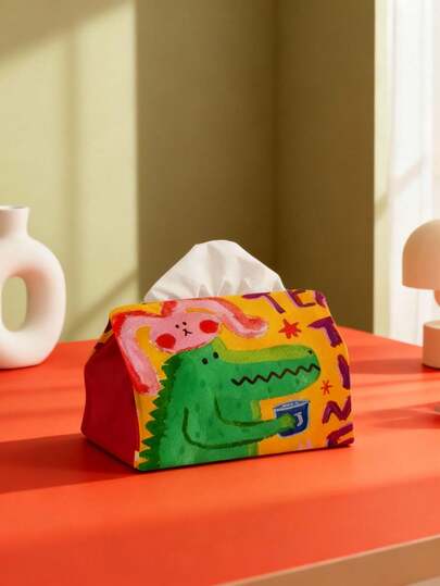 Joivida 1 Stück, Cartoon Dinosaurier Taschentuchhalter, farbiger Stoffservietten-Halter, süße Stofftaschentuch-Tasche, geeignet für Badezimmer, Schminktische, Arbeitsplatten, Nachttische, Büros, Autos (Bitte beachten Sie: Dieses Produkt enthält keine Taschentücher. Nur die Stofftasche), personalisierte Geschenke für Tischdekorationen, Valentinstags-Geschenke, Frauengeschenke, Raumästhetik für Zuhause, Dekorationen, Tischservietten-Aufbewahrung