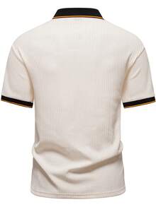 Manfinity Homme 男士标准尺寸米色纹理 Polo 衫，男友礼物，休闲装，商务休闲装