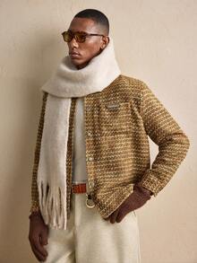 AKNOTIC Palton bărbătesc la modă, cu mânecă lungă, pentru navetiști, toamnă/iarnă, pentru Crăciun - Galben - Vizualizare 5