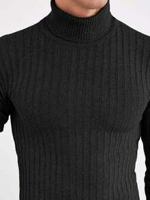 EURMUSE Herren einfarbiger Rollkragenpullover mit langen Ärmeln und Slim Fit, Herbst/Winter