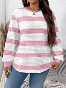 EMERY ROSE 秋冬圆领格纹休闲白色舒适弧形下摆侧开衩卫衣 - 彩色 - 查看 4