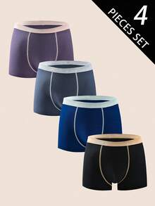 Manfinity Underwear&Sleepwear Basics 4 件装男士平角内裤，加大码内衣短裤，适合所有季节