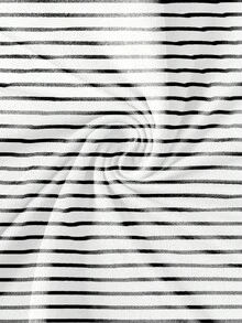 Manfinity Joysei 男女通用时尚经典黑白条纹马匹印花休闲 T 恤，时尚图案 T 恤 - 彩色 - 查看 4