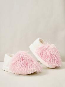 Cuccoo Hui Zi Fashion Simple Style Women's Indoor Slippers, Korean Version Thick Sole Lightweight Non-Slip Warm Plush Home Slippers - Pink - View 1
