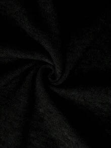 SHEIN LUNE 经典纯色翻领纽扣休闲长袖毛衣，冬季 - 黑色 - 查看 3