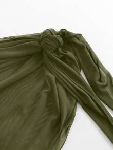 Oceva Women's Solid Color Side Knot Cover-Up & Mini Skirt Set, Vacation - Green - View 6