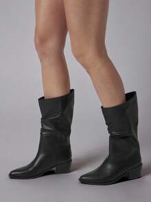 Solezae Cizme de damă Glamorous, sexy, cu vârful ascuțit și toc bloc, până la jumătatea gambei