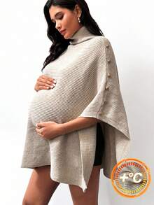 MaterniWear Maternity Work Clothes  Maternity Work Outfits  Maternity Work Wear Fall Clothes,Autumn Clothes,Maternity Autumn/Winter Clothes MaternityMaternity Solid Color High Neck Button Design Poncho Loose Knit Sweater, Autumn/Winter Maternity Clothes Fall Winter Beige Maternity Dress Pregnancy Clothes Pregnant Outfits Maternity Two Piece Sets