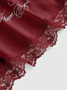 ROMWE Avant Áo hai dây satin in hình thánh giá thiên thần Halloween dành cho nữ - Màu Đỏ Sâu - Xem 3