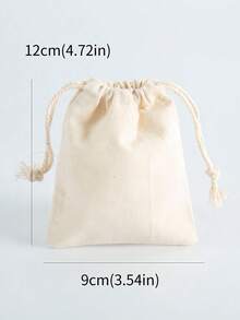 10pcs Plain Drawstring Bags, Gift Wrap Bags - Beige - View 3