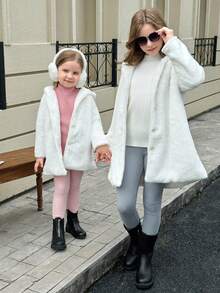 Elladie kids 少女翻领羊毛夹克，秋冬 - 白色 - 查看 7