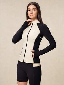 OutZeal 女士健身服运动夹克普拉提套装撞色紧身运动上衣 - 彩色 - 查看 6